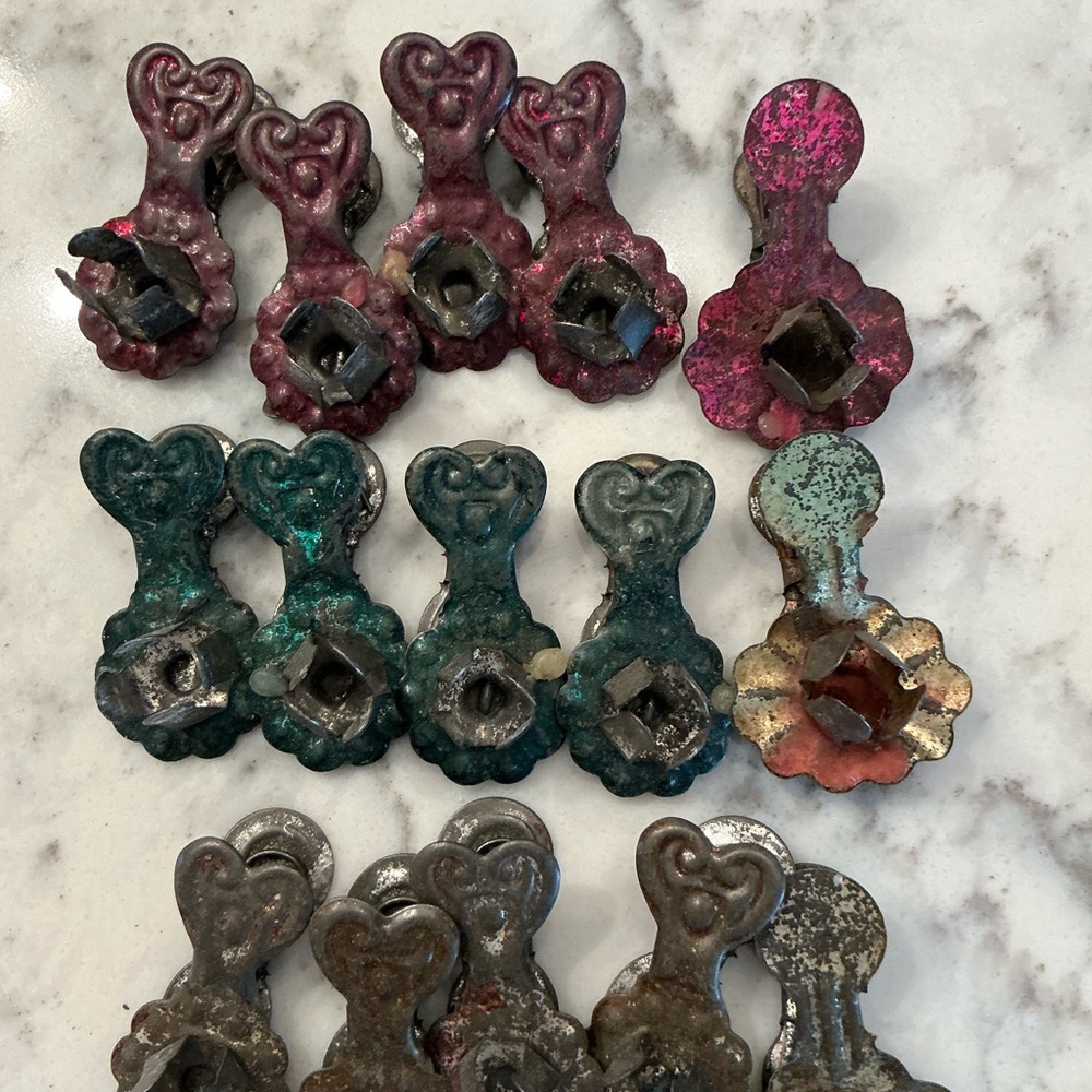 Antique metal Christmas tree candle  holders